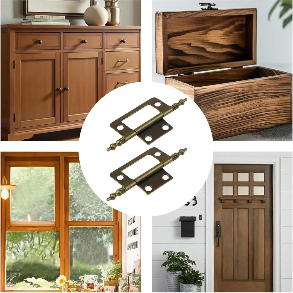 Flush Hinges 2 Inch 10 Piece Set for Interior Doors For Cabinets Wardrobes Made from Heavy Duty Cold Rolled Steel