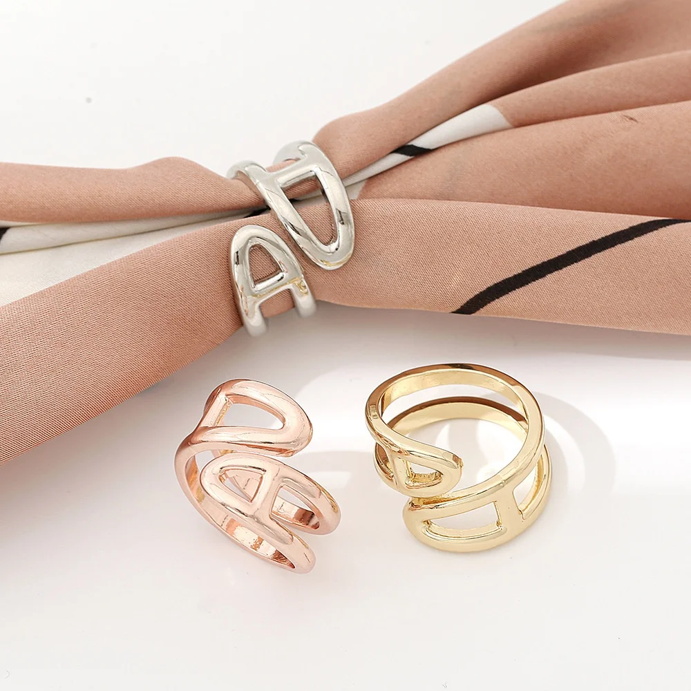 Metal Simple Silk Scarf Buckle Ring For Women Decoration Shawl Hijab Pearl Brooch Pins Fashion Shawl Buckle Clip
