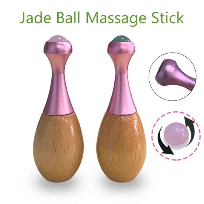 1PCS Gourd Shaped Natural Jade Roller For Face Eye Massager Jade Stone Anti-wrinkle Lift Facial Beauty Body Care Massage Tool