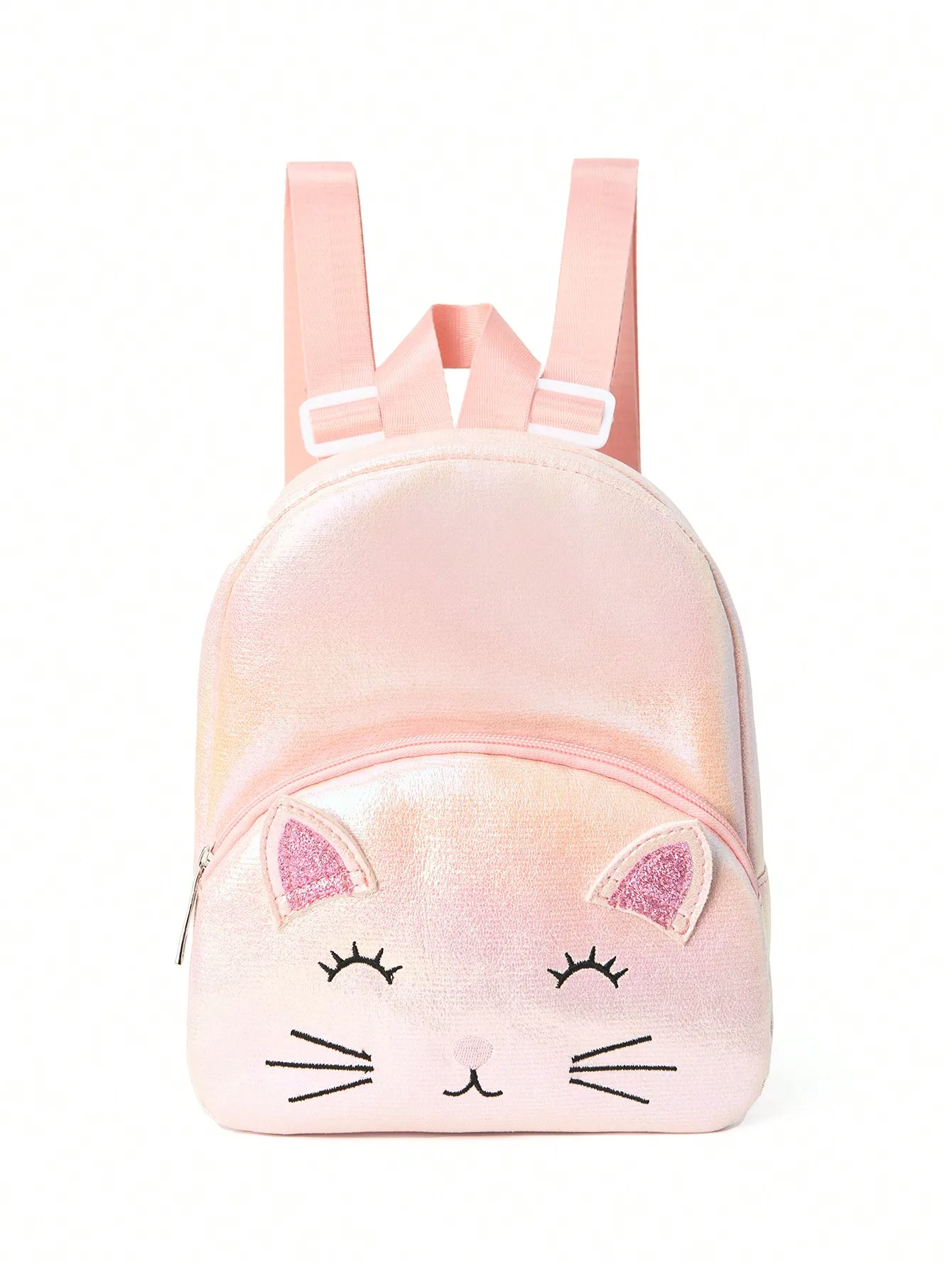 1pc Girls Cute Cat Embroidered Double Pocket Backpack Suitable For Kindergarten Girls Travel Holiday Giftsse Travel Holiday Gi