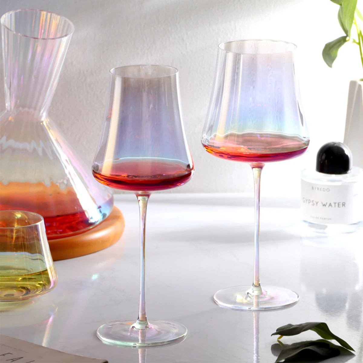(Can Engrave Logo) 210/260/400/430/540ML Colorful Crystal Red Wine Goblet, Champagne Glass, Bar Whiskey Cup, Party Brandy Glass