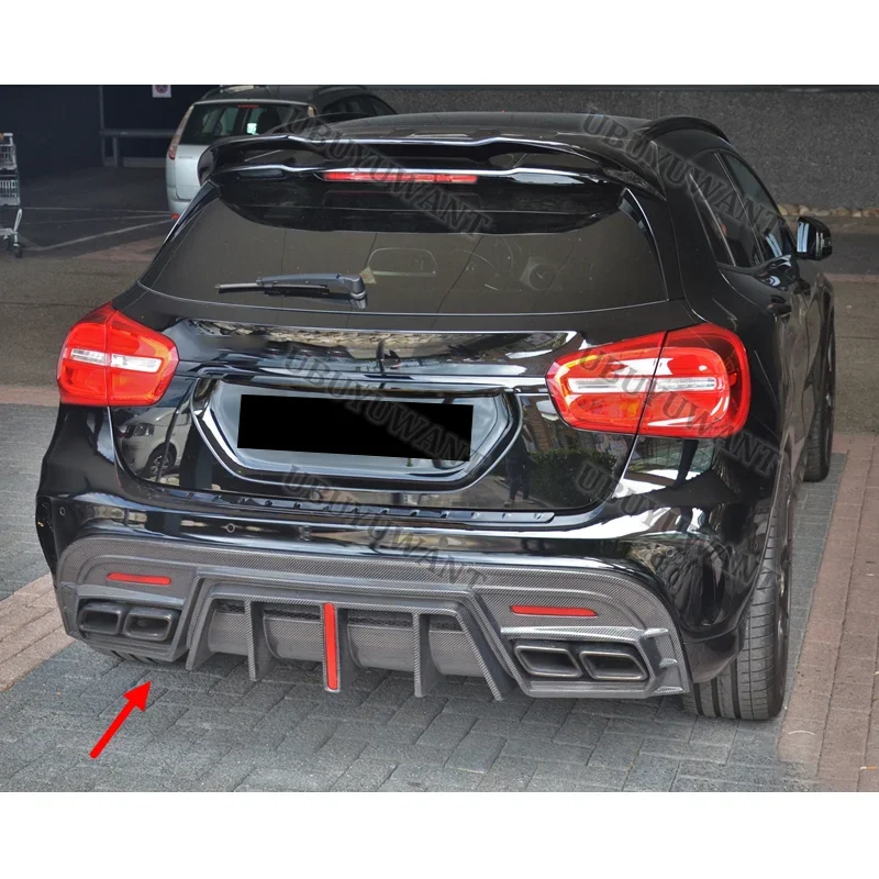 For Benz GLA Class X156 GLA260 GLA45 Carbon /Black Car Rear Diffuser Lip Spoiler Bumper Guardr Body Kits