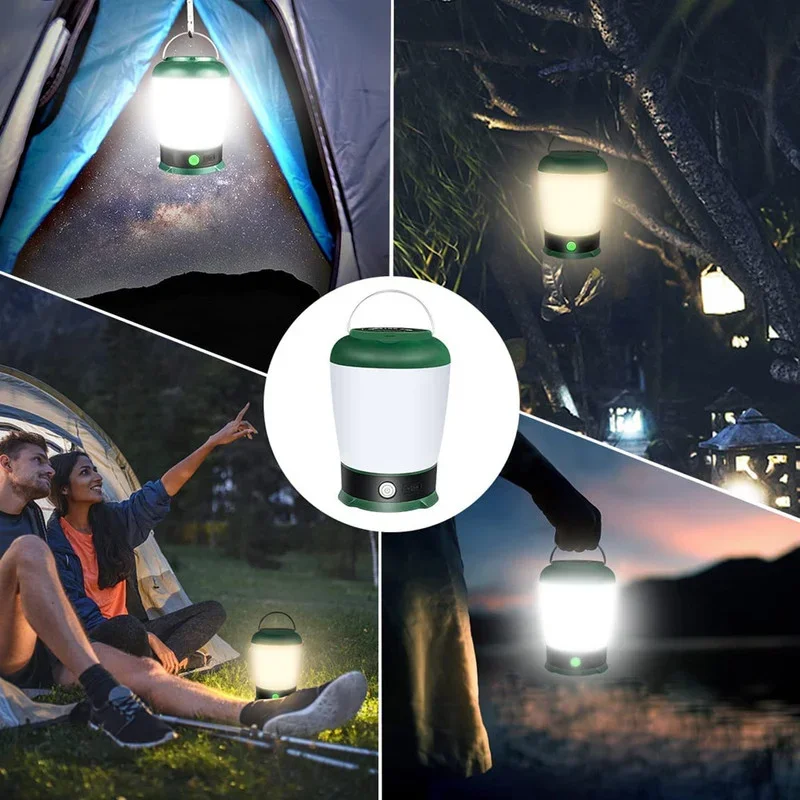 Portable Camping Lamp Lantern Rechargeable 3 Color Dimmable Tent Light Waterproof Emergency Flashlight Outdoor Repair Work Lamps