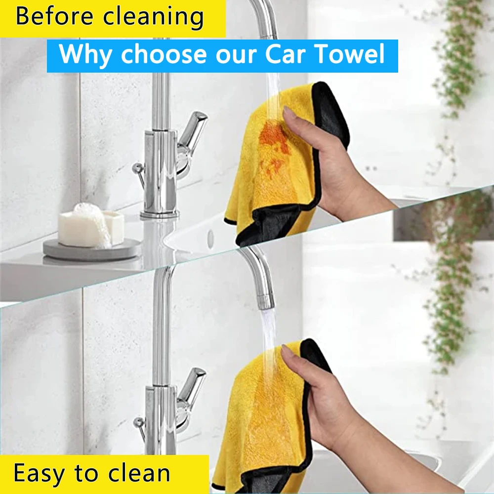 30x30/40/60cm Car Wash Microfiber Towel Car Cleaning Drying Cloth Car Care Cloth Detailing Microfiber Towel Never Scratch tools