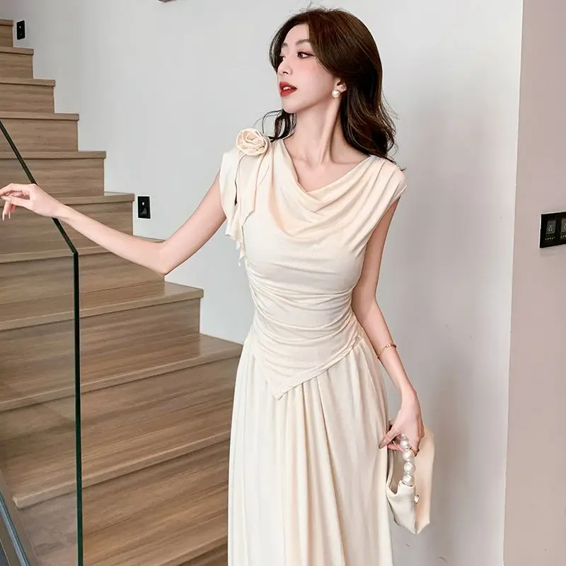 

Korea Two Piece Set New Long Skirt Flowers Fashion Irregular T-Shirt Top Women'S French Elegant Pastoral Casual