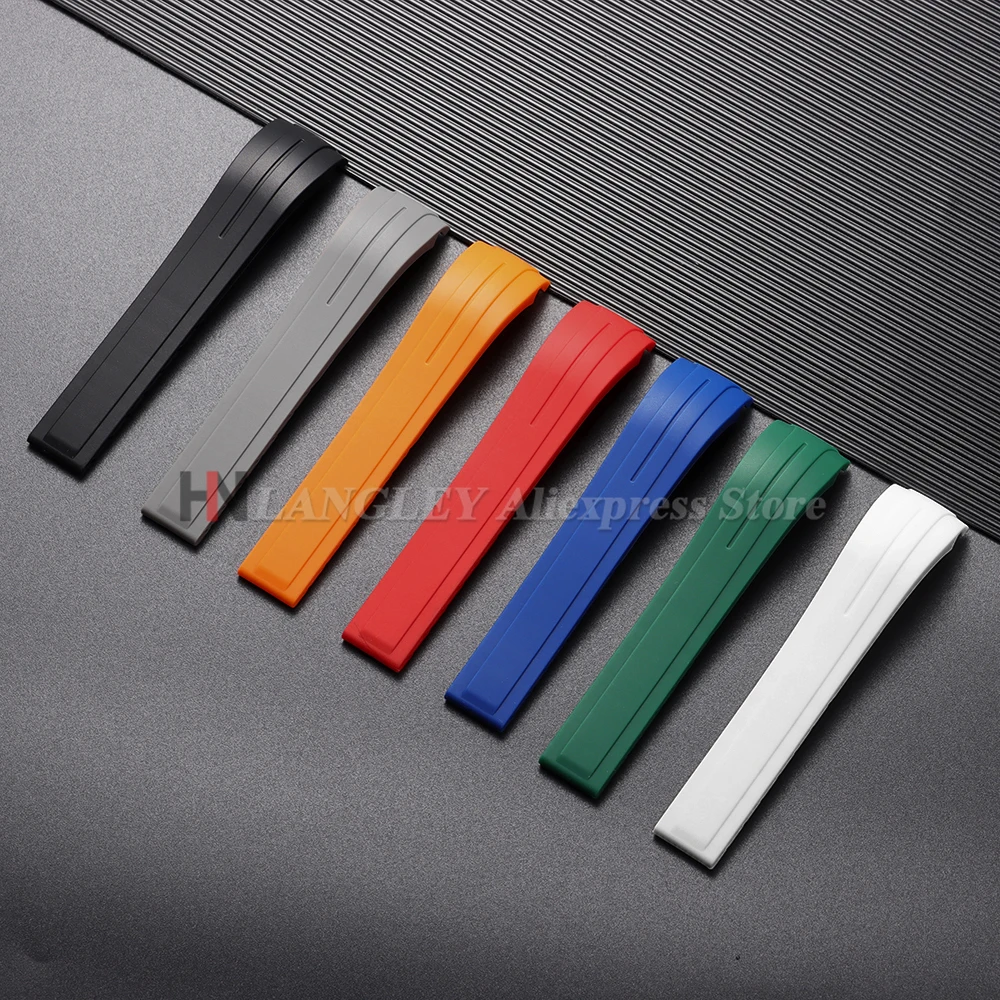 20mm 21mm 22mm cinturino in silicone con estremità curva per Rolex DAYTONA SUBMARINER Yacht-Master GMT Explorer cinturino da polso braccialetto sportivo in gomma