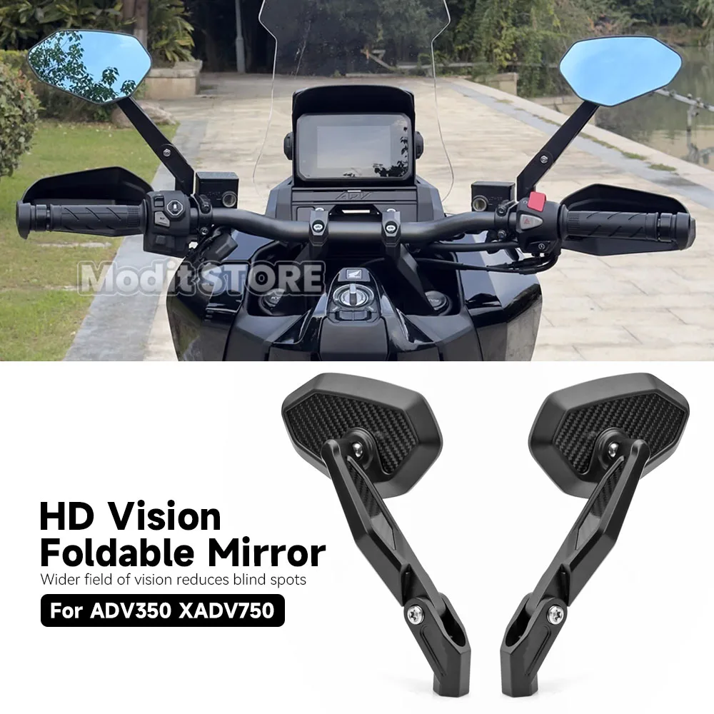 

For Honda ADV350 ADV 350 XADV750 2017-2025 2026 Motorcycle Aluminum Foldable Rearview Mirror Adventure Adjustable Side Mirror