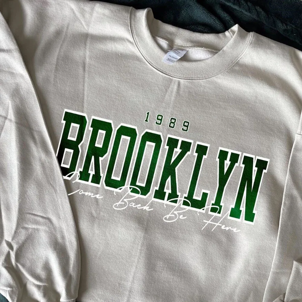 

American Vintage Brooklyn Letters Printing Autumn Cotton Women Sweatshirts Long Sleeve Crewneck Pullovers Preppy Style Jumpers