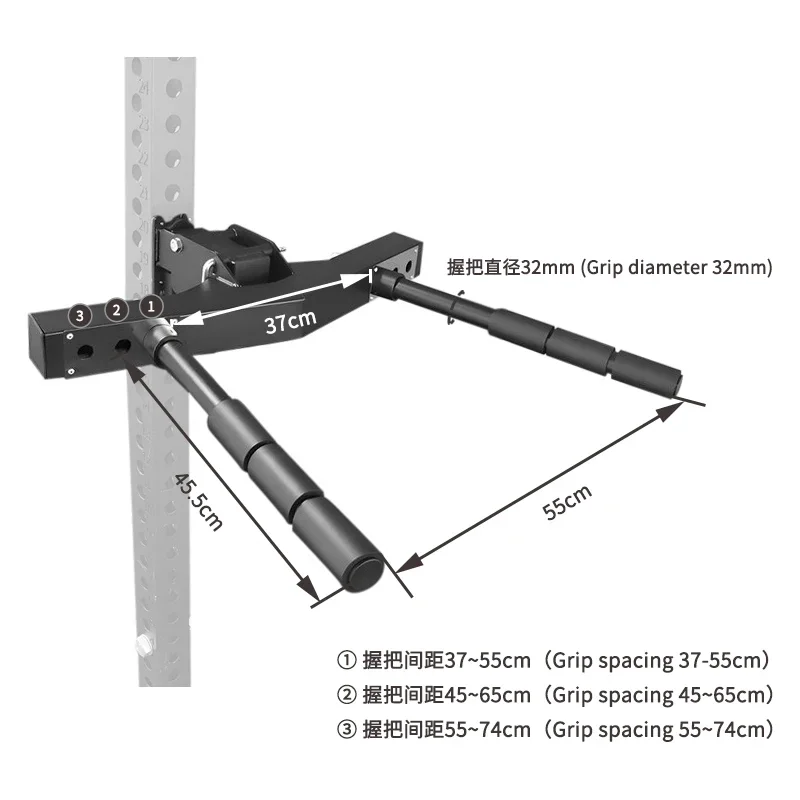 Adjustable Dip Bar arm flexion and extension support, wide and narrow distance adjustable, foldable storage for rack accessories