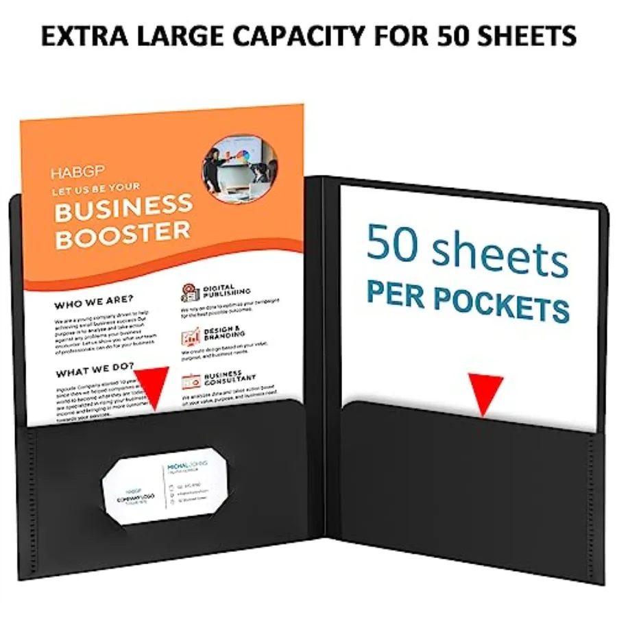 6-delige mappen met potten en visitekaartjeshouder Letter-formaat Gekleurde plastic potmappen voor documenten Archiefmappen voor school