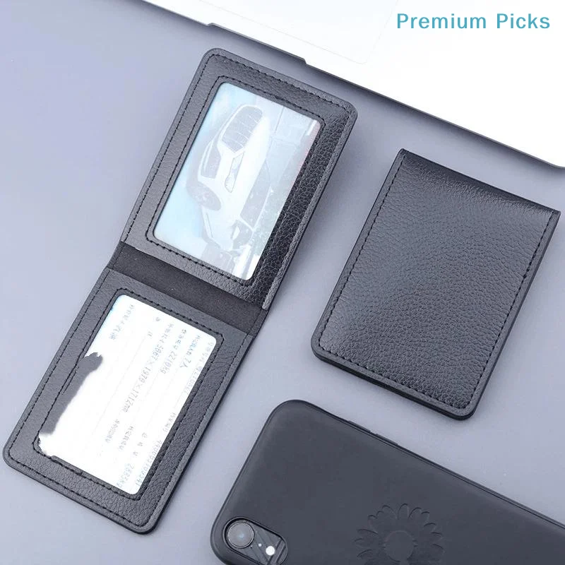 portablePU Leather Card Holder Multi Transparent Card Slots Tear Resistant Pocket Wallet for Business Occasions