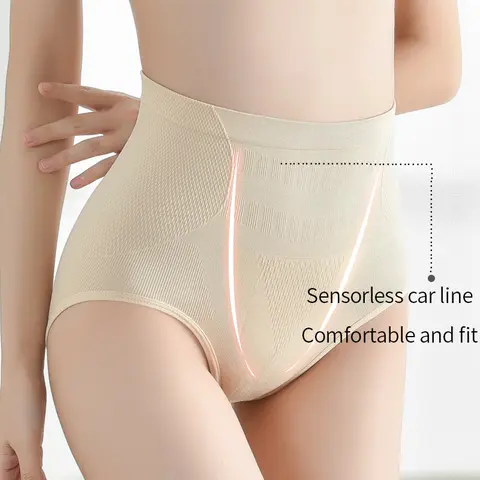 Women High Waist Abdomen Lifting Hip Pants Solid Color Slimming Panties Seamless Postpartum Underwear Shaper Belly Shaping Brief