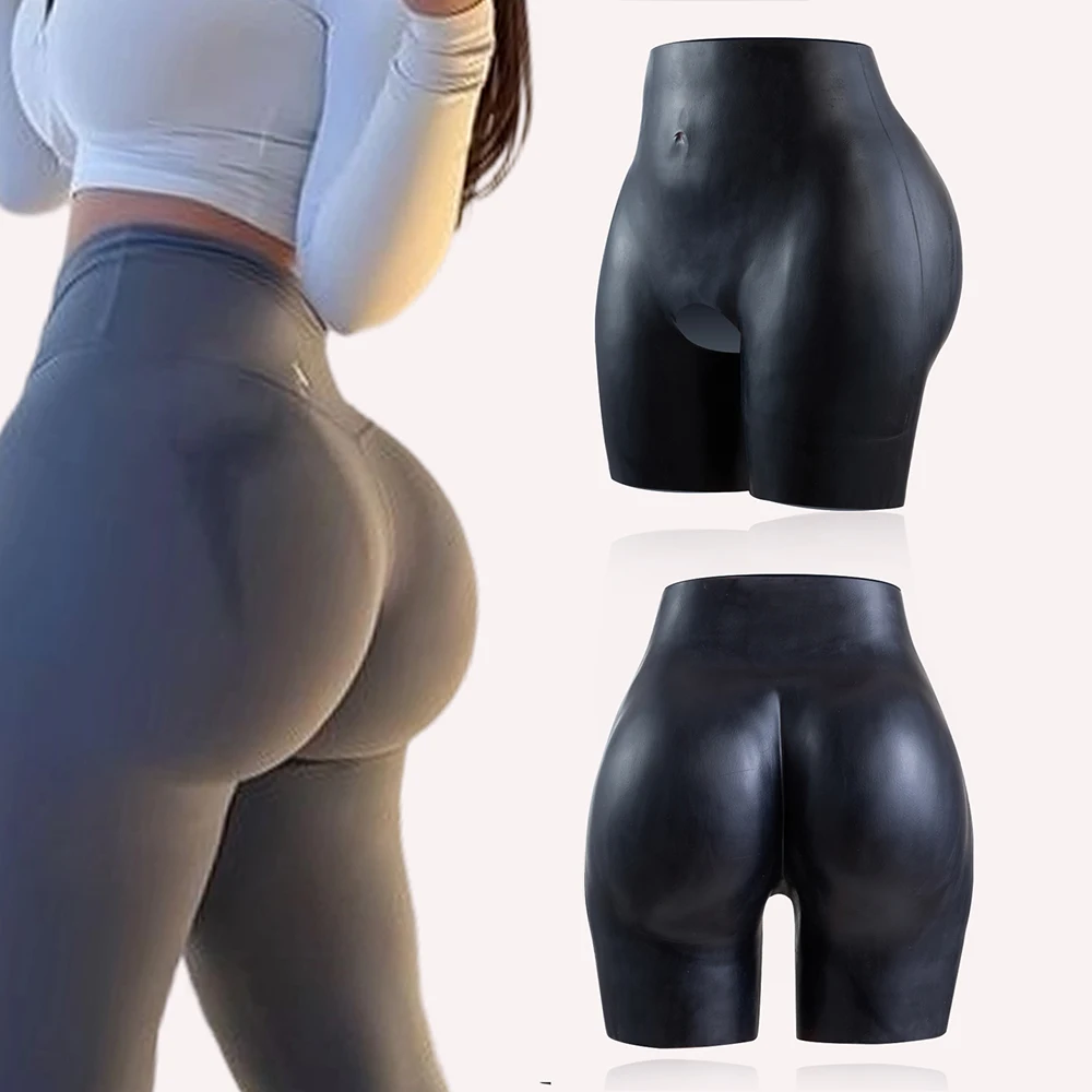 Black Silicone Hip Enhancer Panties Open Crotch Padded Shapewear Butt Lifter Underwear for Women Crossdresser Curvy Body