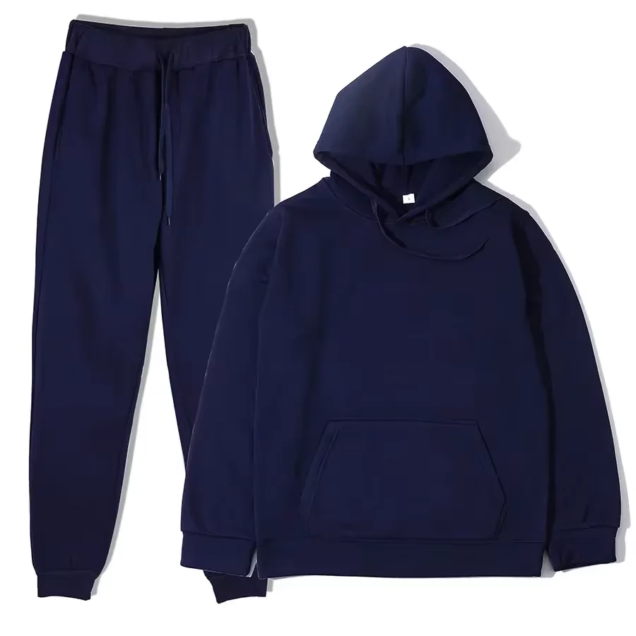 2024 Jesień / zima Nowa moda męska Odzież sportowa Zestaw do joggingu Casual Loose Solid Color Fleece Wool Sports Street Dwuczęściowy zestaw