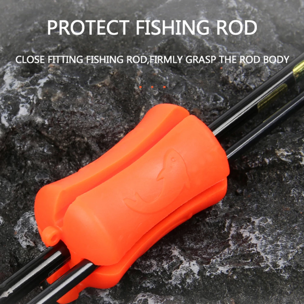 8PCS Portable Fishing Rod Fixed Ball Silicone Fishing Rod Beam Wear Resistant Fastener Binding Clip Tight Bundle Wrap Accessory