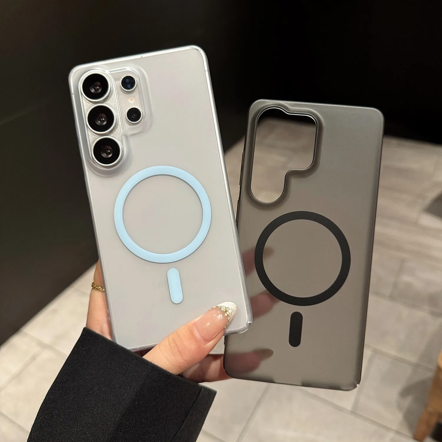 Frosted Half Clear Skin-Feel Magnetic Charging Phone Case For Samsung Galaxy S26 S25 S24 S23 FE S22 Ultra Slim Hard PC Shell