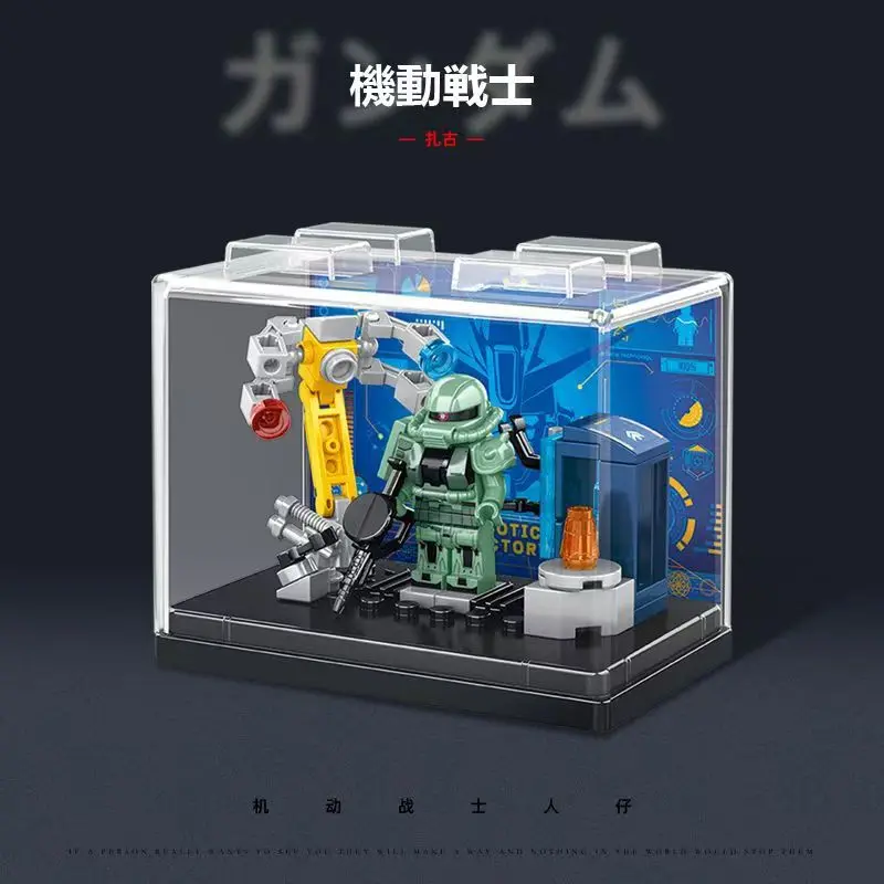 Gioco di animazione Giocattoli periferici Blocchi di costruzione Giocattolo di assemblaggio Zaku RX-78 Mini Anime Action Figure con regali di visualizzazione della collezione