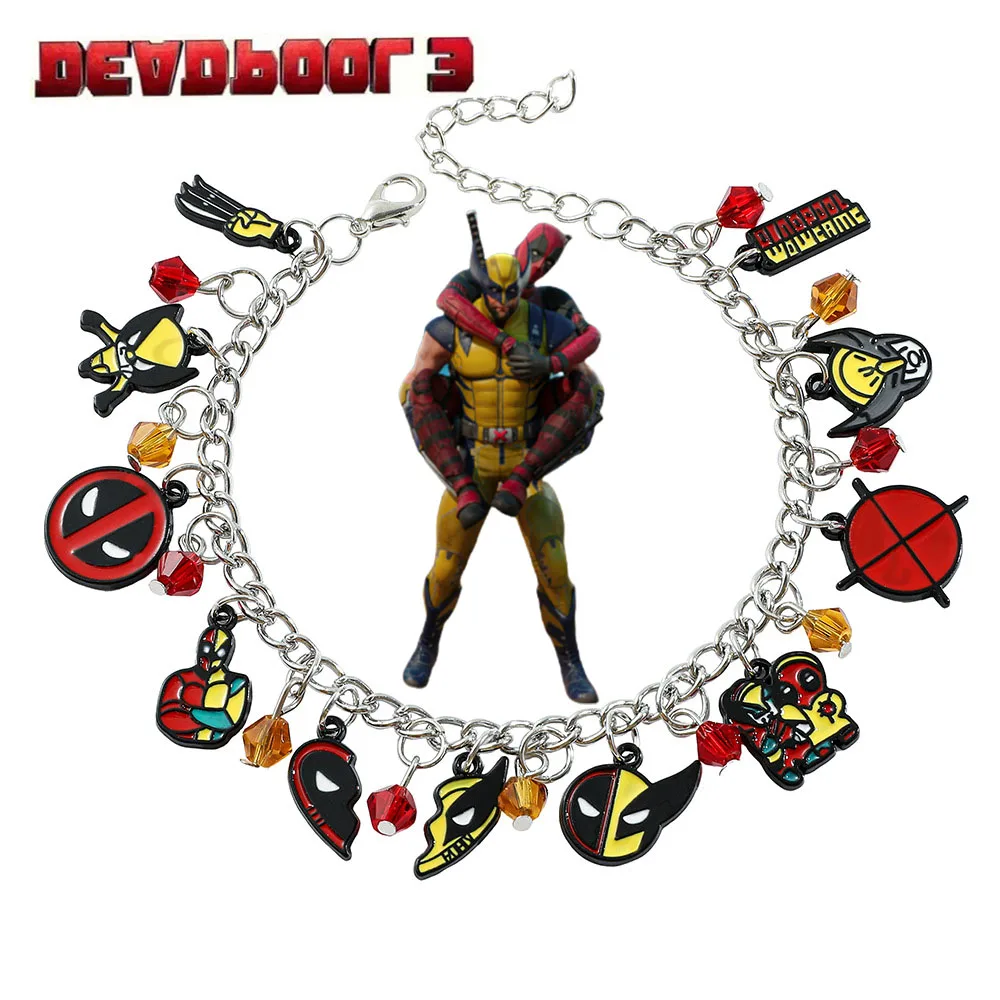 

Hot Selling Marvel Deadpool 3 Wolverine Accessory Bracelet DIY Peripheral Creative Alloy Drop Oil Pendant Accessory Bracelet