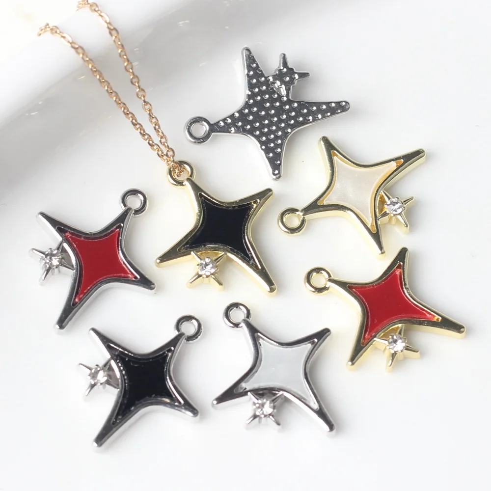 10pcs/lot 16*19MM Zinc Alloy Rhinestone Inlaid Resin Cross Pendant Charms for Necklace Bracelet Jewelry Marking Diy Accessories