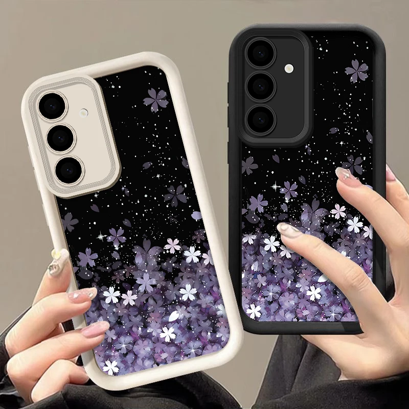 Kirschblüten-Silikonhülle für Samsung Galaxy S25 Edge S24 Ultra S23 S22 Plus S24 S21 FE A56 A36 A26 A16 A55 A35 A25 A15 Cover