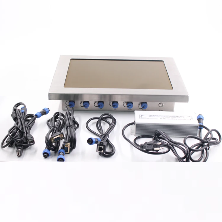 19'' 21.5'' VESA Mount Resistive Touch IP67 Computer Fanless Stainless Steel Panel Pc With Win11 System