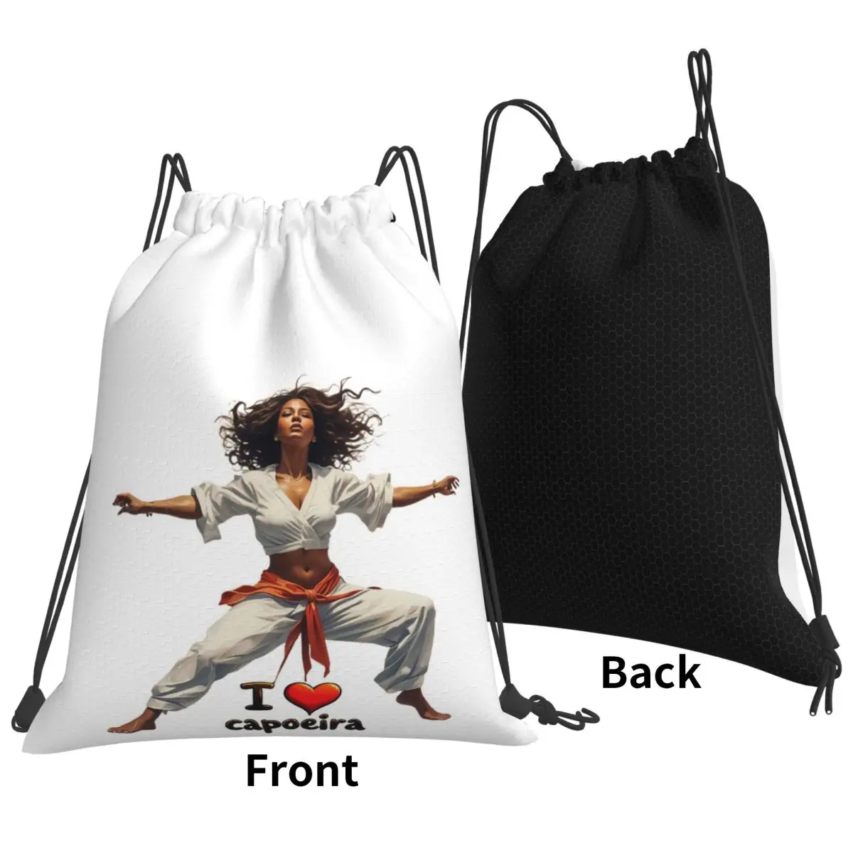 Dynamic Capoeira Art I Love Capoeira Design Backpacks Fashion Drawstring Bags Shoes Bag Book Bags for Travel Students