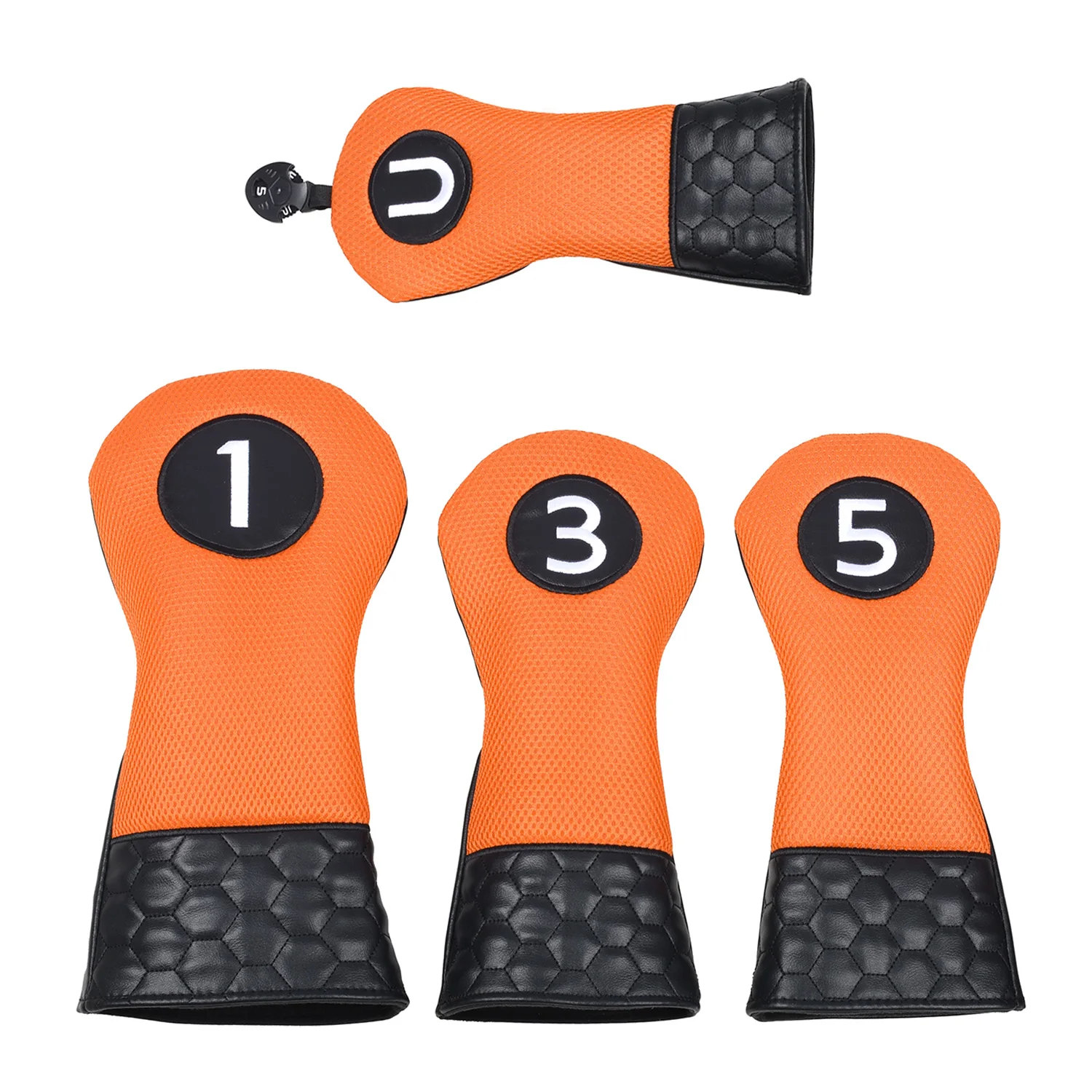 New 4pcs/Set Golf Headcover Driver Fairway Hybird Wood Head Cover Set PU Leather Soft Durable Golf Woods Club Accessories ﻿