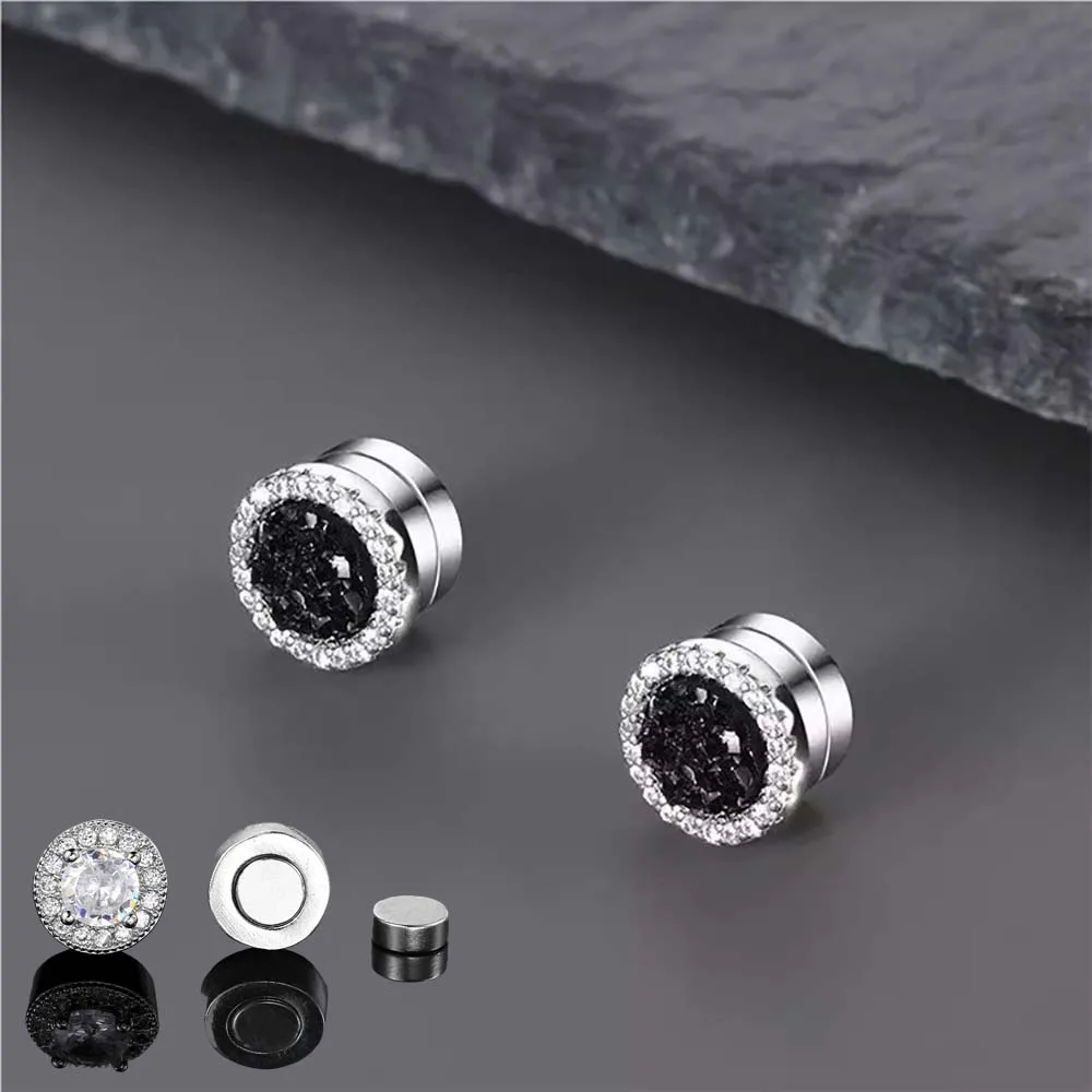 High Cool Style Silver Color Magnetic Ear Clip For Men's Earrings Trendy Punk Without Ear Holes Men's Earring Jewelry KAE612