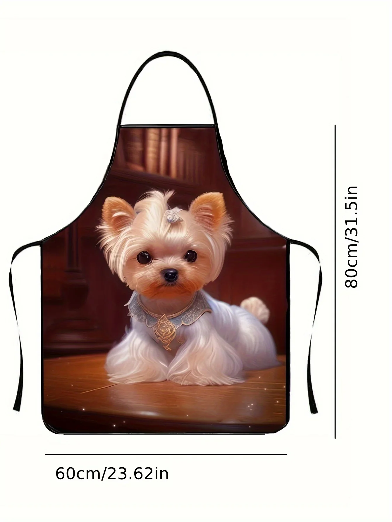 1pc Cute Cartoon Dog Necklace Print Apron - Polyester, Tie-Back, All-Season, Ideal for Men & Women, Fat Thin, Different Heights