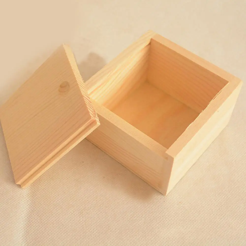 Vintage Simple Plain Wooden Necklace Jewelry Small Gadgets Storage Box Square Case Ювелирные Шкатулки