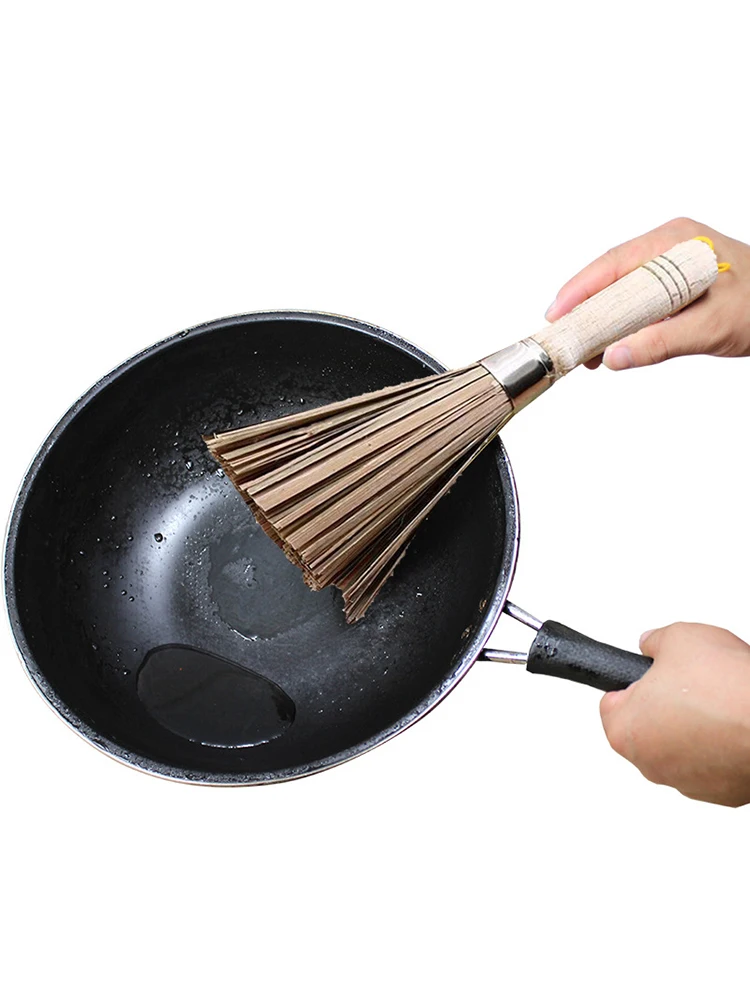 25cm Bamboo Wok Brush Large Pot Brush Wash Pot Brush Kitchen Cleaning Brush Restaurant Natural Bamboo Brush Hotel Supplies