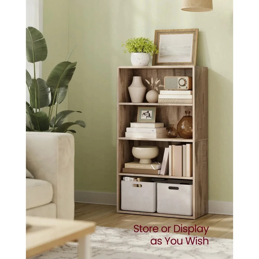 

Open 4-Tier Bookshelf Multifunctional Storage Shelving Unit with 9.4×23.6×42.4in Size for Indoor Living Office Dining Space