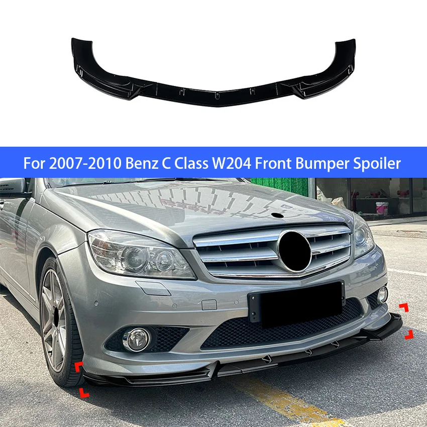 For 2007-2010 Mercedes Benz C Class W204 S204 C63 AMG Front Bumper Lip Splitter Car Diffuser Spoiler Blade Body Kit Guard