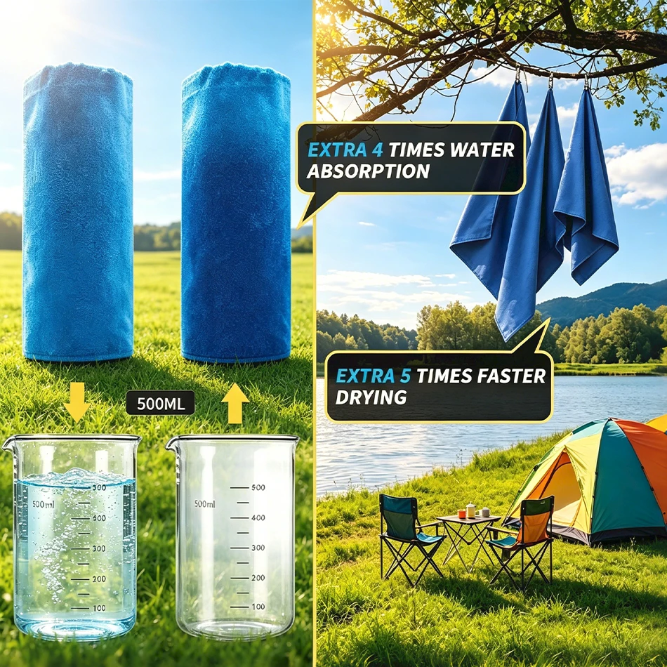 マイクロファイバータオル 超ソフト 軽量 ジム、水泳、ヨガに - Camp Towel Microfiber のレビューと価格