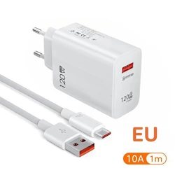 120W USB Charger GaN Fast Charging EU/US Plug 10A Charge Adapter Cable for Redmi Note 11 12 13 Pro Plus Mi 14 13 13T Poco Phone