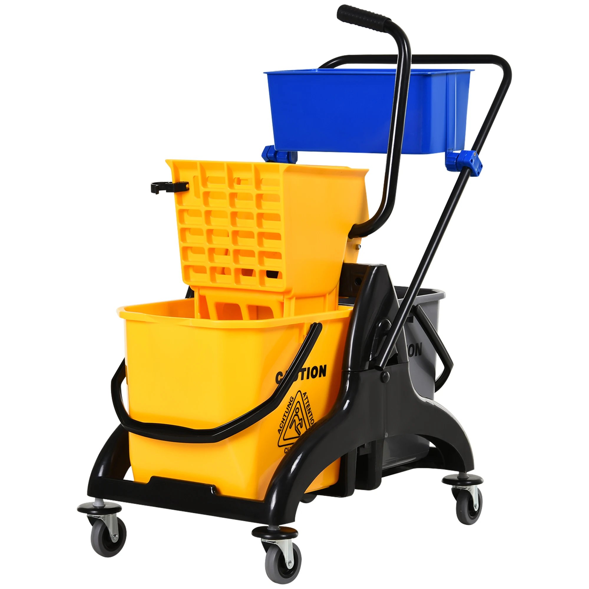 

Household Cart Cleaning Cart Side Wringer Mechanism Bucket 26 L + Storage Basket 78 X 45 X 95 cm Yellow