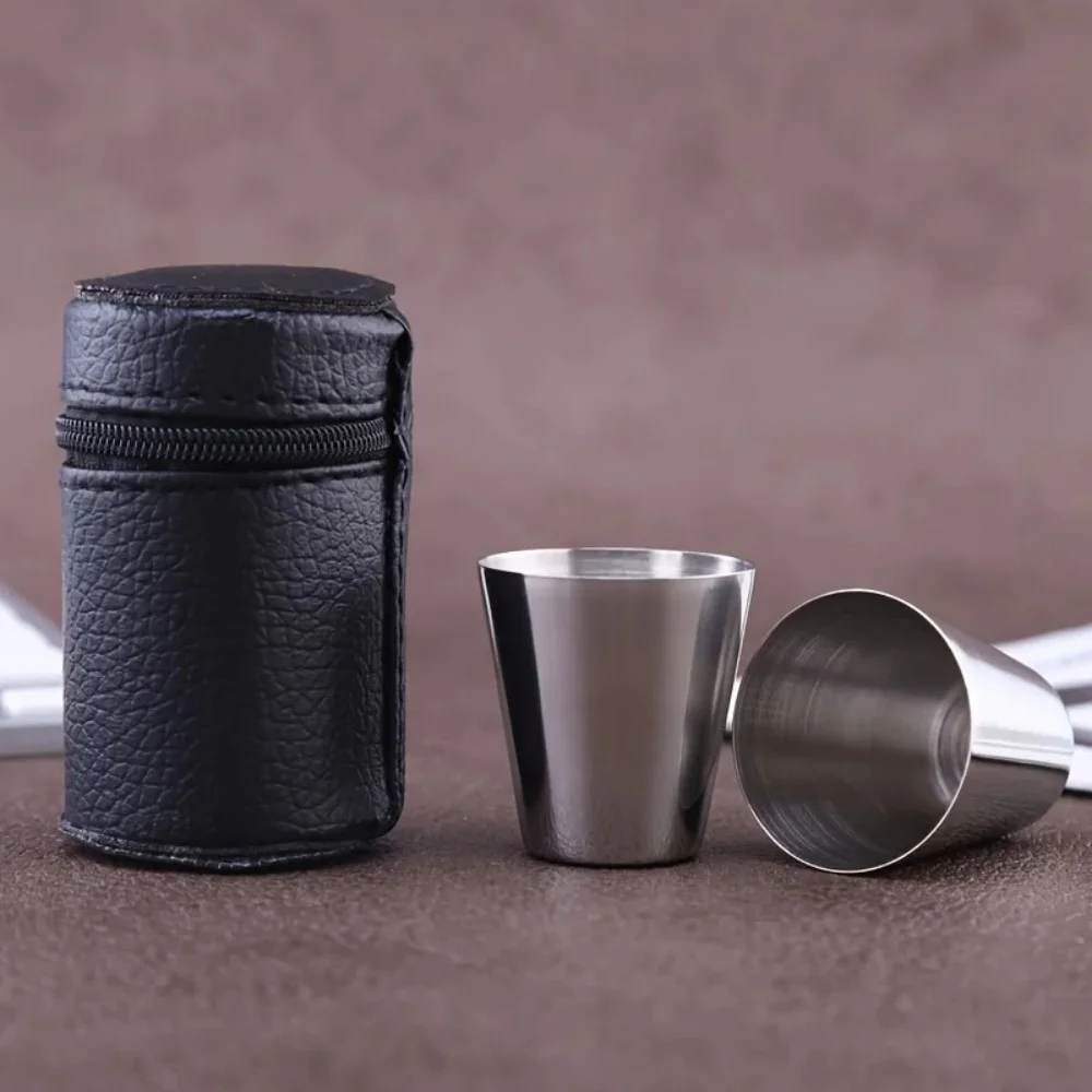 30ml/70ml/170m 4PCS/Set Stainless Steel Cups With Storage Bag Outdoor Travel Party Camping Whiskey Cups With Bags Portable Cups