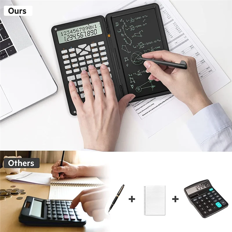 Efficient-Calculator, Scientific Calculators 12-Digit Calculator Writing Tablet, Foldable Financial Calculator,For School Office