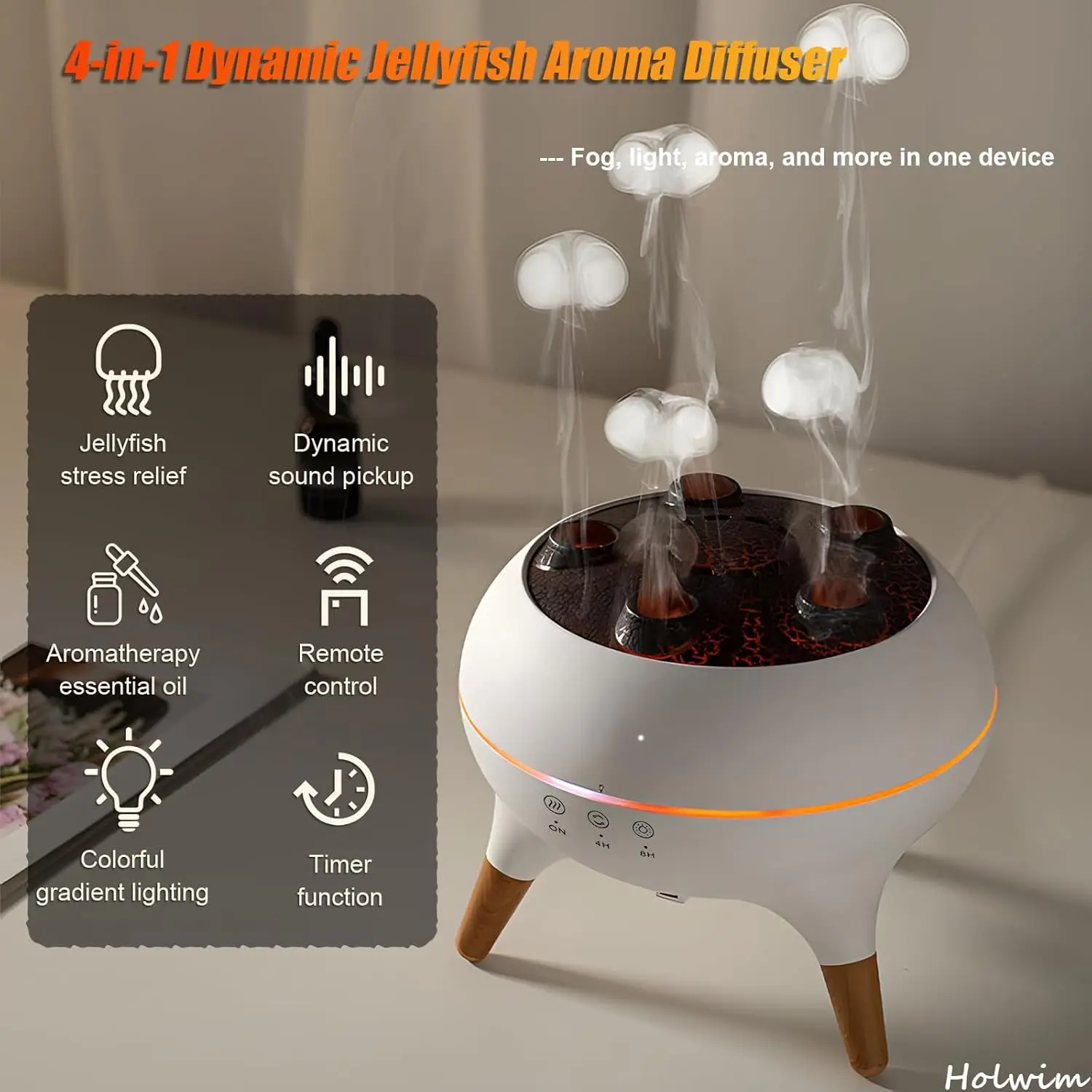 2026 New Upgrade Essential Oil Jellyfish Diffuser, Aromatherapy Diffuser, 250ml Ultrasonic Cool Mist Humidifier