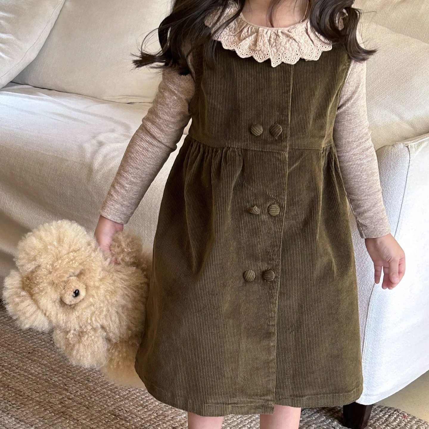 

2024 Autumn New Children's Clothing Girls Corduroy Vest Skirt Lace Bottoming Shirt Two-piece Set