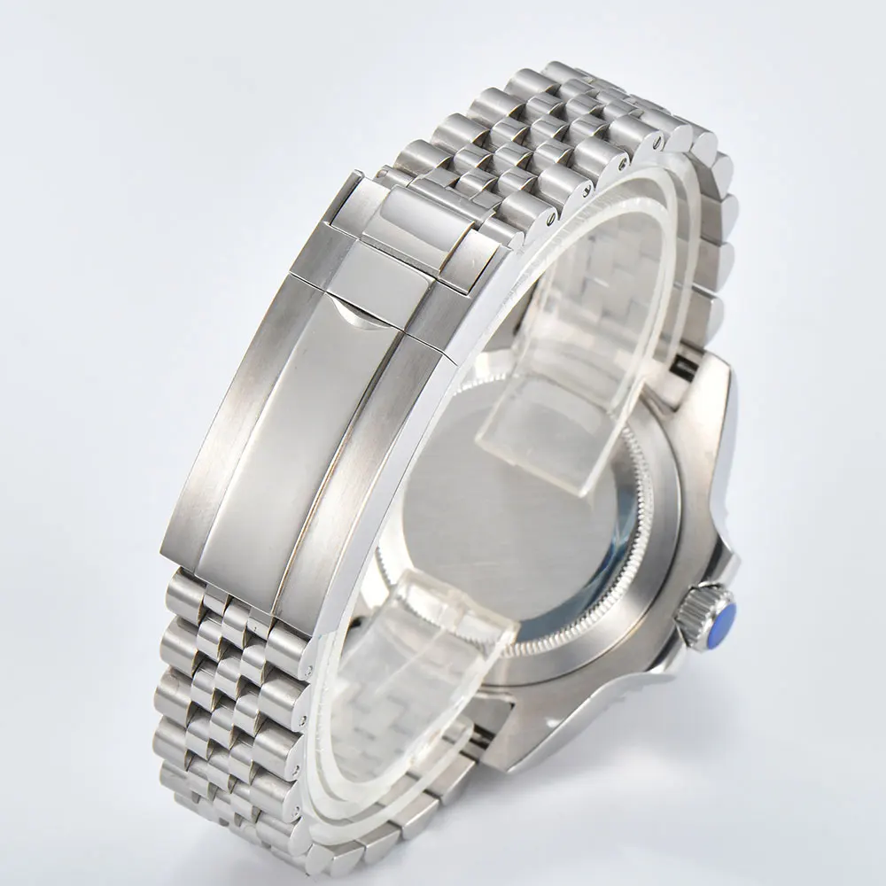 40mm 럭셔리 남성용 시계 NH34 무브먼트 GMT 자동 기계식 시계, 사파이어 유리 및 맞춤형 로고 비즈니스 남성용 시계