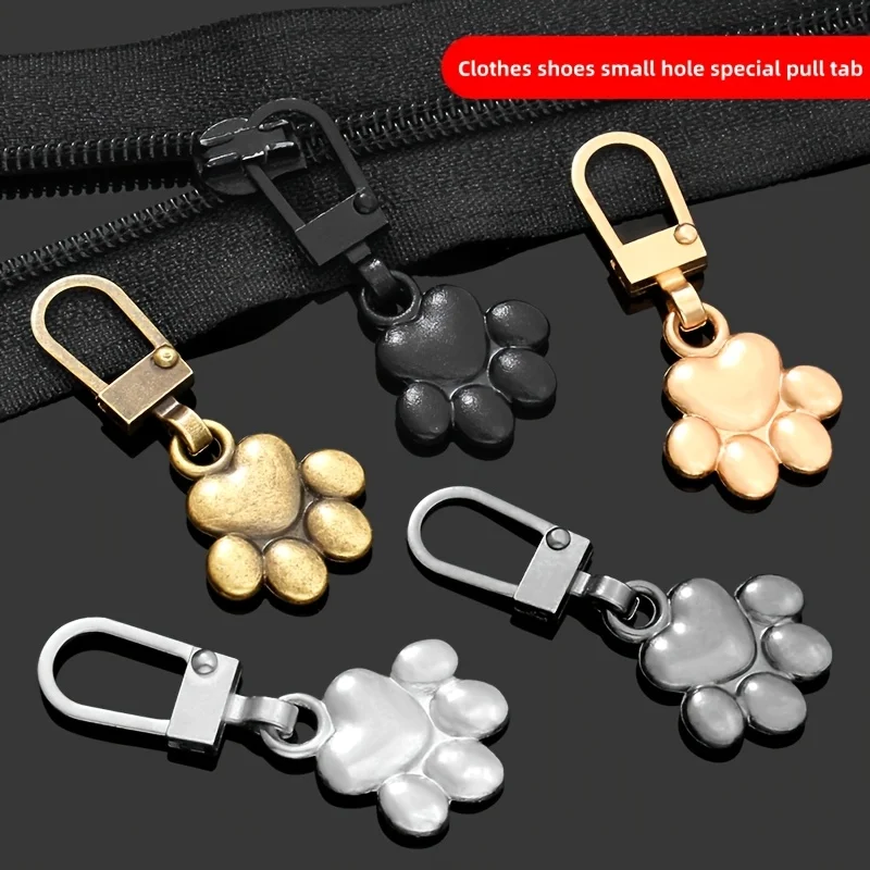 4pcs Cat Claw Metal Zipper Head Pull Tab Detachable Clothes Luggage Jacket Replacement Additions