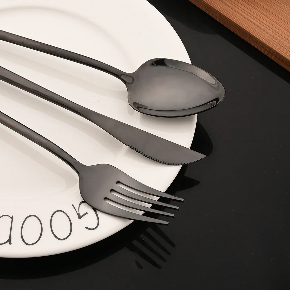 24Pcs Stainless Steel Flatware Cutlery Set Luxury Silver Dinnerware Dinner Knife Fork Spoon Reusable Polished Utensils For Home