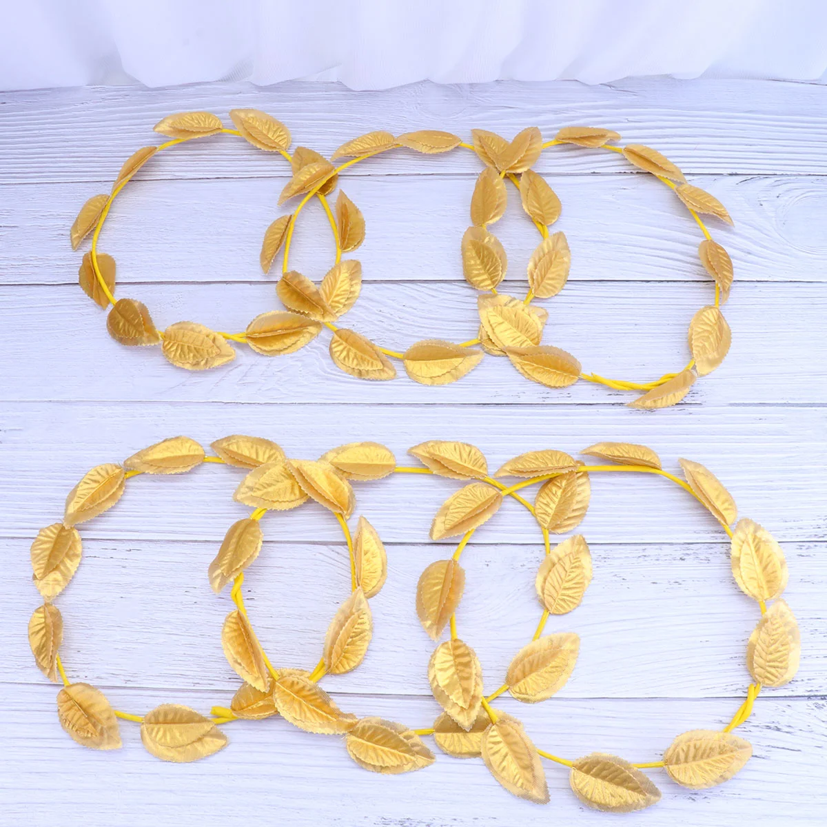 6 PCS Gold Leaf Wreath Headband Plastic Leaf Crown Headband Elegant Hair Accessories for Wedding Party Cosplay Stage Performance