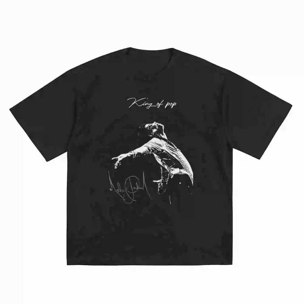 Jackson King Of Pop Vintage Music Short Sleeve Tee 100% Cotton T-Shirt
