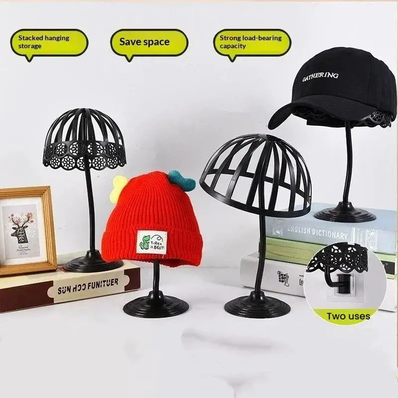 PP Hat Display Stand Wigs Hat Cap Storage Rack No Drilling Multi Purpose Cap Holder For Wig Baseball Hat Storage Home Shop Deco