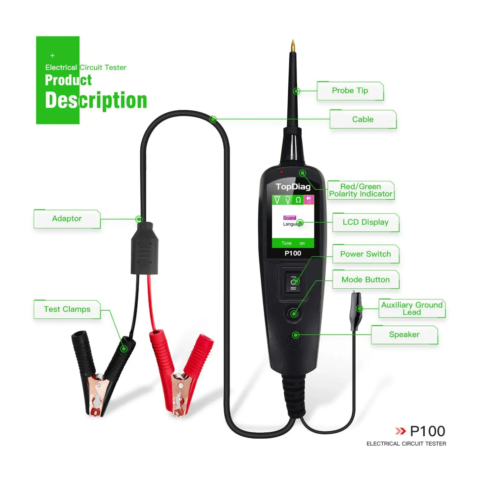 Automotive Circuit Tester Power Circuit Probe Kit Car Voltage/Resistant Tester Diagnostic Tool 12/24V Over-Load/Short Circuit