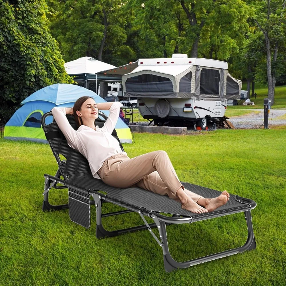 كراسي صالة قابلة للطي في الهواء الطلق قابلة للتعديل، وكراسي سرير نوم محمولة، وأسرة صالة مريحة للشاطئ والمركبات الخارجية #3
