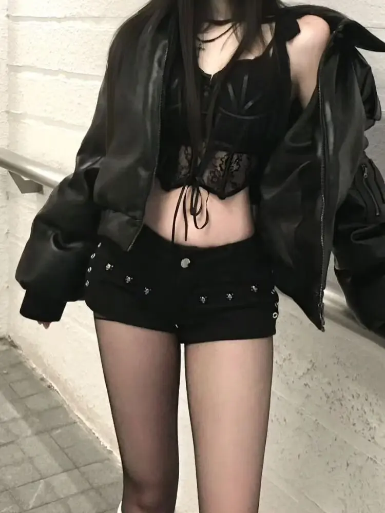 

Летняя одежда Женские джинсы Шорты Джинсовые женские брюки Мешковатые джинсы Y2k Shoujo Girl Style Кокетка Расклешенные джинсы Брюки с низкой посадкой