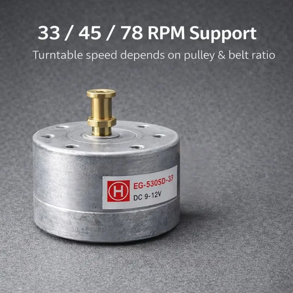Low Noise EG-530SD H/L Fine Speed Trim 25mm Mount Turntable Motor Replacement 9-12V DC Removable Brass Pulley